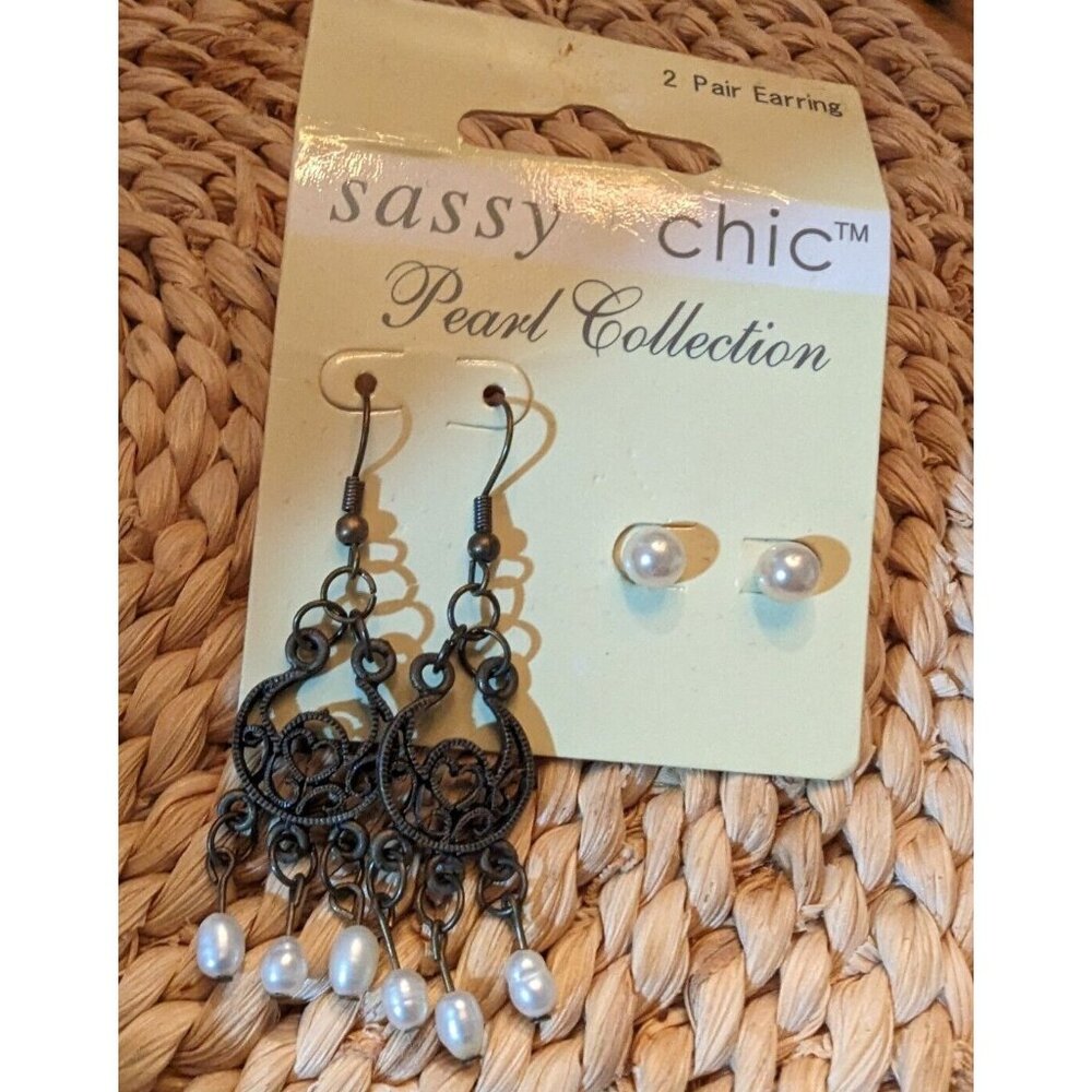 Sassy & Chic Pearl Collection 2 Pairs Of Earrings